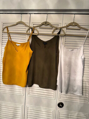 Lot of 3 Camisole Tops Set in Yellow, Brown, White